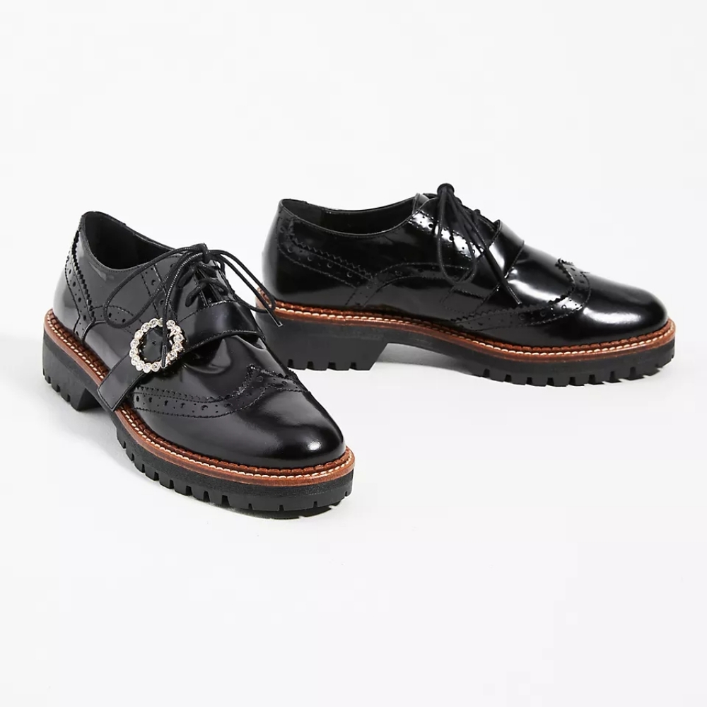 Anthropologie | Jean Rhinestone Platform Oxfords